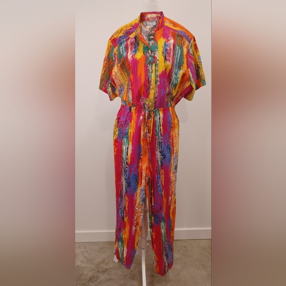 California ROC Pants - Vtg California ROC Abstract Colorful Jumpsuit